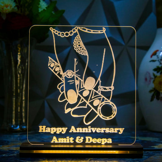 Giftationery Personalized LED Lamp - Perfect Anniversary, Birthday, Wedding, or Valentine's Day Gift for Couples & Spouses and Others (RK Design4.1)