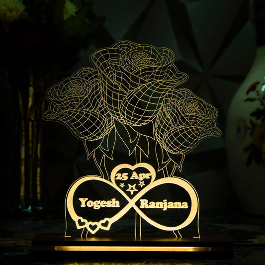 Giftationery Personalized LED Lamp - Perfect Anniversary, Birthday, Wedding, or Valentine's Day Gift for Couples & Spouses and Others (FL Design1.2)