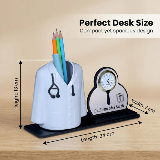 Giftationery Creative personalized Organizer & gift for doctor Pen Stand | Apron/Coat Shape Pencil Holder | A best gift for doctors female, male & Medical Aspirants for Graduation or Clinic Opening