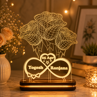 Giftationery Personalized LED Lamp - Perfect Anniversary, Birthday, Wedding, or Valentine's Day Gift for Couples & Spouses and Others (FL Design1.2)
