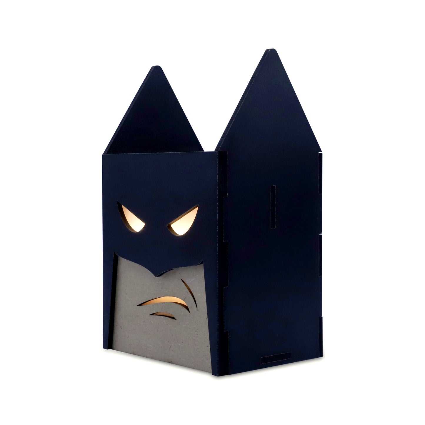 LED Glow Batman Pen Stand | Multipurpose Wooden Desk Organizer and Pencil Holder | Stationary, Remote & Brush Holder for Kids, Office & Study Table