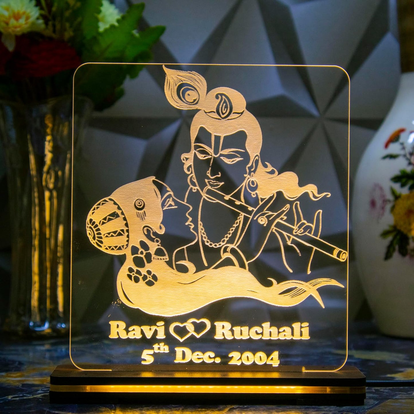 Giftationery Personalized LED Lamp - Perfect Anniversary, Birthday, Wedding, or Valentine's Day Gift for Couples & Spouses and Others (RK Design2.2)