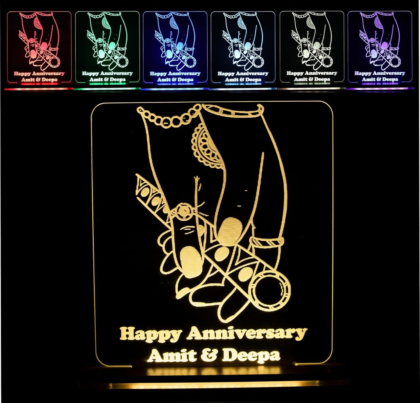 Giftationery Personalized LED Lamp - Perfect Anniversary, Birthday, Wedding, or Valentine's Day Gift for Couples & Spouses and Others (RK Design4.1)