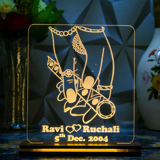 Giftationery Personalized LED Lamp - Perfect Anniversary, Birthday, Wedding, or Valentine's Day Gift for Couples & Spouses and Others (RK Design4.2)