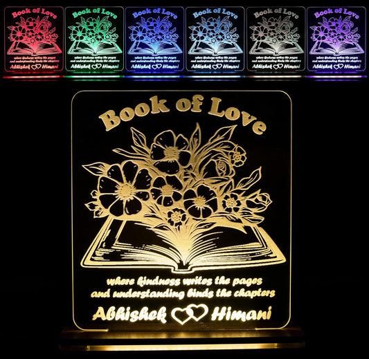 Giftationery Personalized LED Lamp - Perfect Anniversary, Birthday, Wedding, or Valentine's Day Gift for Couples & Spouses and Others (BK Design1.1)