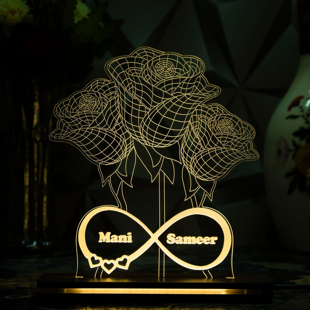 Giftationery Personalized LED Lamp - Perfect Anniversary, Birthday, Wedding, or Valentine's Day Gift for Couples & Spouses and Others (FL Design1.1)
