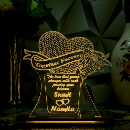 Giftationery Personalized LED Lamp - Perfect Anniversary, Birthday, Wedding, or Valentine's Day Gift for Couples & Spouses and Others (HT Design1.1)