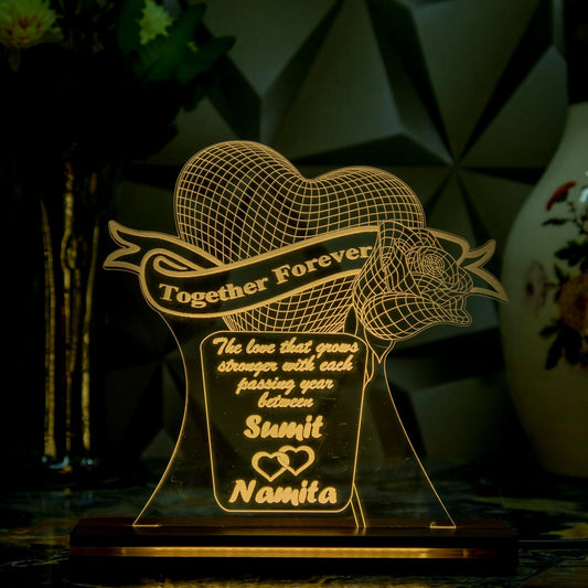 Giftationery Personalized LED Lamp - Perfect Anniversary, Birthday, Wedding, or Valentine's Day Gift for Couples & Spouses and Others (HT Design1.1)