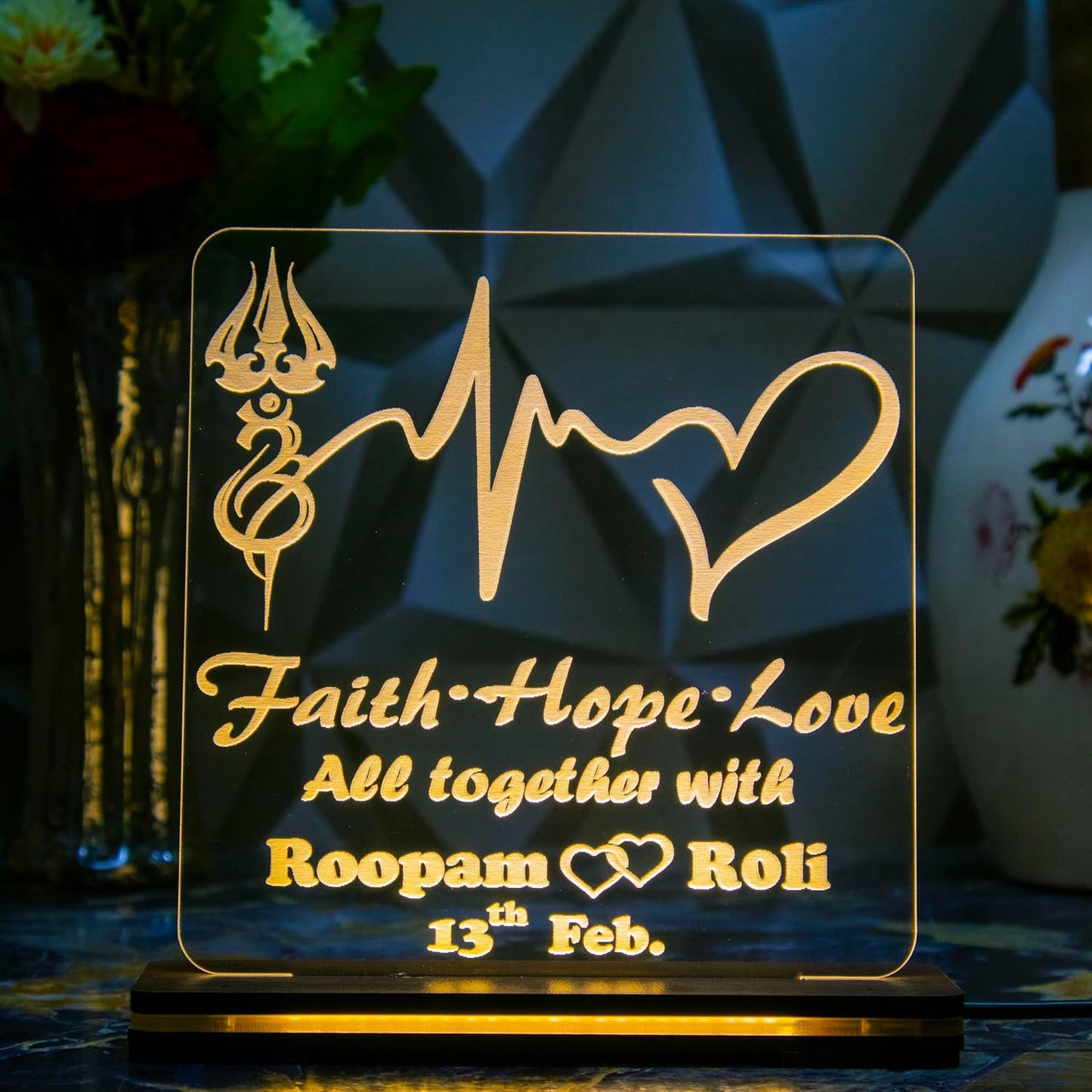 Giftationery Personalized LED Lamp - Perfect Anniversary, Birthday, Wedding, or Valentine's Day Gift for Couples & Spouses and Others (SL Design1.2)