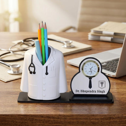 Giftationery Creative personalized Organizer & gift for doctor Pen Stand | Apron/Coat Shape Pencil Holder | A best gift for doctors female, male & Medical Aspirants for Graduation or Clinic Opening