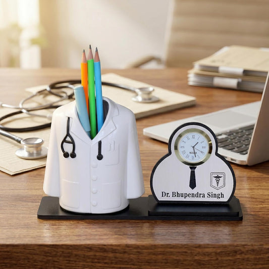 Giftationery Creative personalized Organizer & gift for doctor Pen Stand | Apron/Coat Shape Pencil Holder | A best gift for doctors female, male & Medical Aspirants for Graduation or Clinic Opening