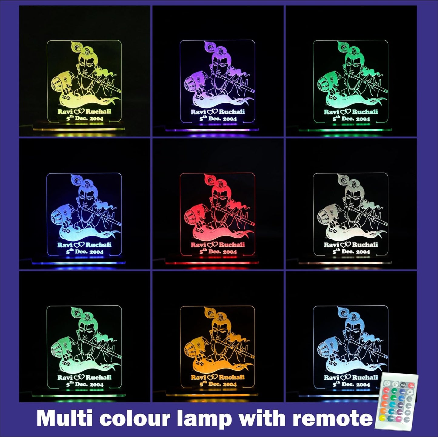 Giftationery Personalized LED Lamp - Perfect Anniversary, Birthday, Wedding, or Valentine's Day Gift for Couples & Spouses and Others (RK Design2.2)