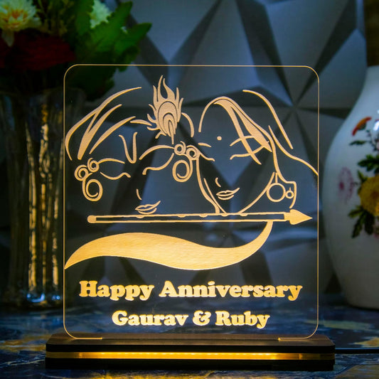 Giftationery Personalized LED Lamp - Perfect Anniversary, Birthday, Wedding, or Valentine's Day Gift for Couples & Spouses and Others (RK Design3.1)