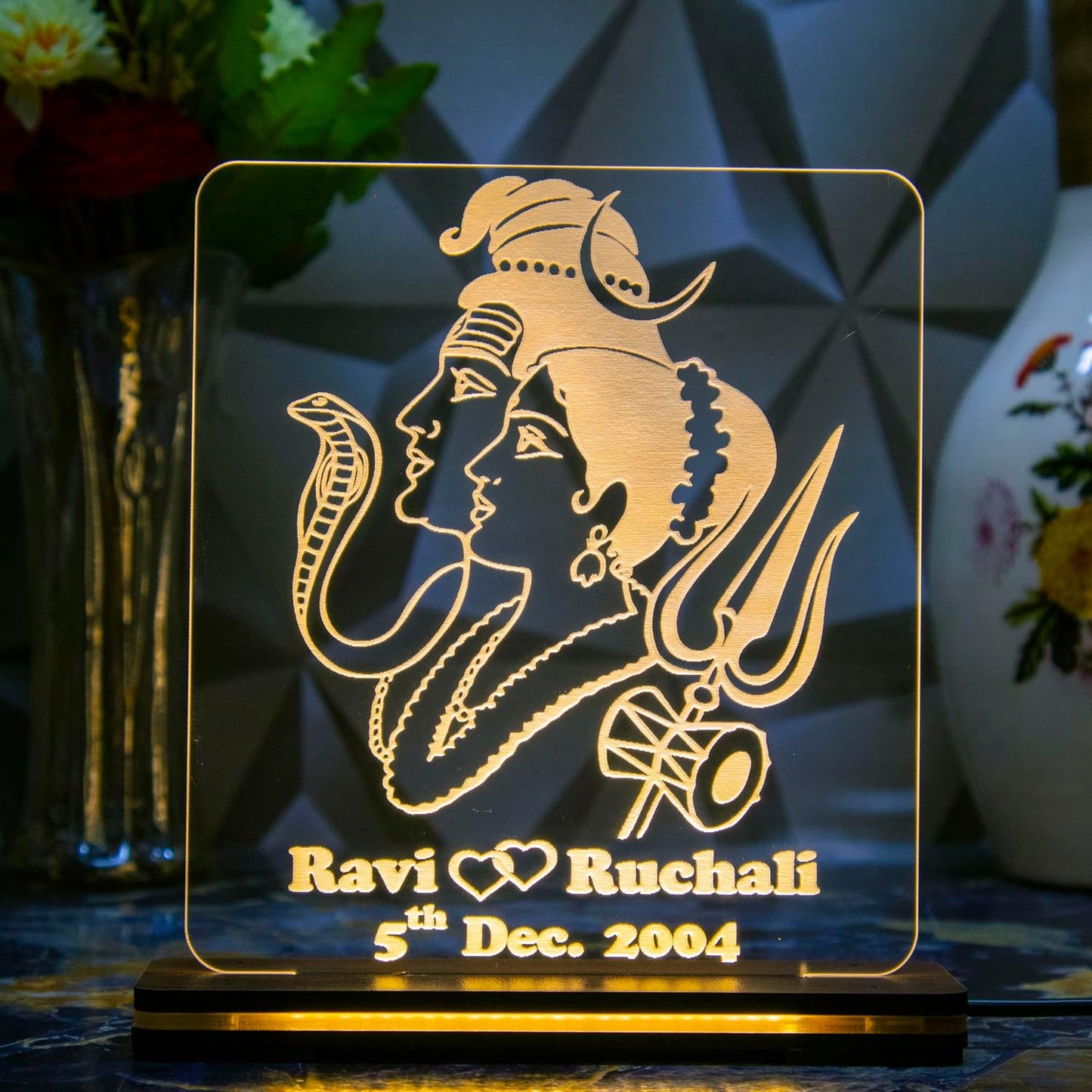 Giftationery Personalized LED Lamp - Perfect Anniversary, Birthday, Wedding, or Valentine's Day Gift for Couples & Spouses and Others (SP Design1.2)