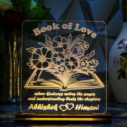 Giftationery Personalized LED Lamp - Perfect Anniversary, Birthday, Wedding, or Valentine's Day Gift for Couples & Spouses and Others (BK Design1.1)