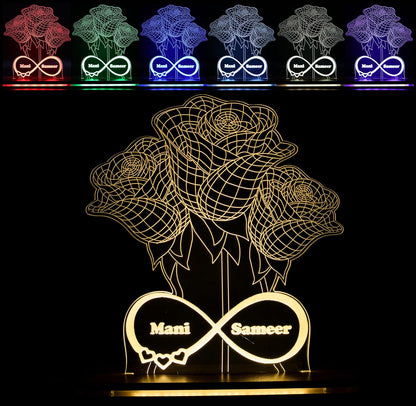 Giftationery Personalized LED Lamp - Perfect Anniversary, Birthday, Wedding, or Valentine's Day Gift for Couples & Spouses and Others (FL Design1.1)