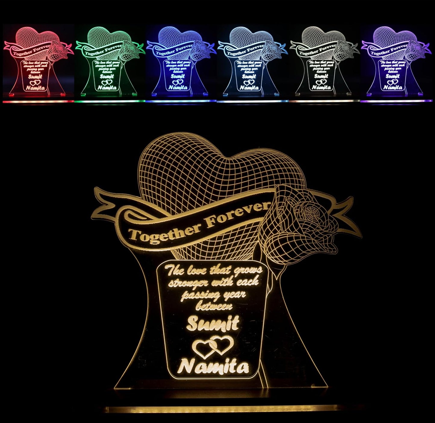 Giftationery Personalized LED Lamp - Perfect Anniversary, Birthday, Wedding, or Valentine's Day Gift for Couples & Spouses and Others (HT Design1.1)