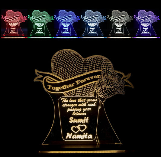 Giftationery Personalized LED Lamp - Perfect Anniversary, Birthday, Wedding, or Valentine's Day Gift for Couples & Spouses and Others (HT Design1.1)