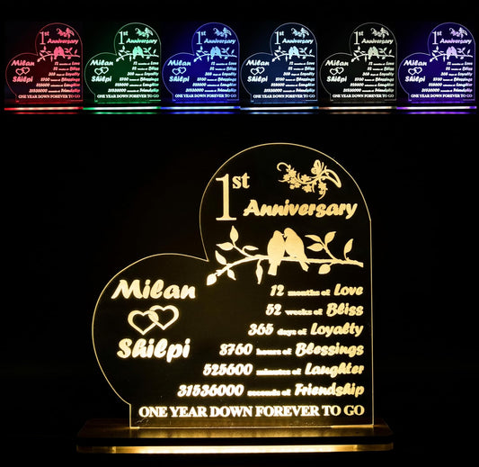 Giftationery Personalized LED Lamp - Perfect Anniversary, Birthday, Wedding, or Valentine's Day Gift for Couples & Spouses and Others (HT Design2.1)