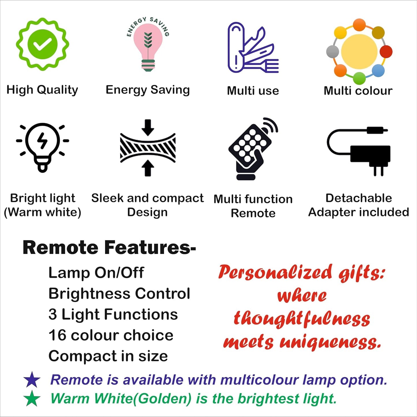 Giftationery Personalized LED Lamp - Perfect Anniversary, Birthday, Wedding, or Valentine's Day Gift for Couples & Spouses and Others (RK Design1.1)