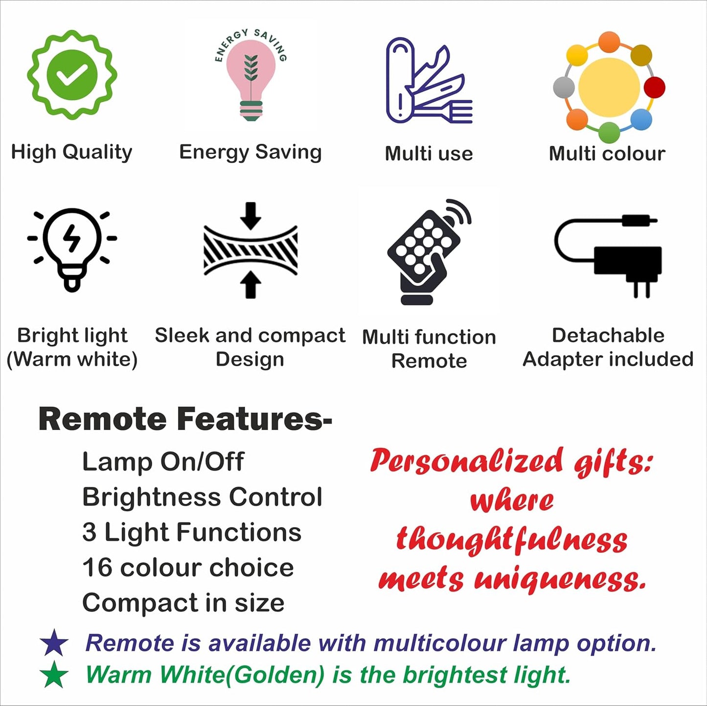 Giftationery Personalized LED Lamp - Perfect Anniversary, Birthday, Wedding, or Valentine's Day Gift for Couples & Spouses and Others (SP Design2.2)