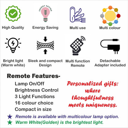 Giftationery Personalized LED Lamp - Perfect Anniversary, Birthday, Wedding, or Valentine's Day Gift for Couples & Spouses and Others (BK Design1.1)