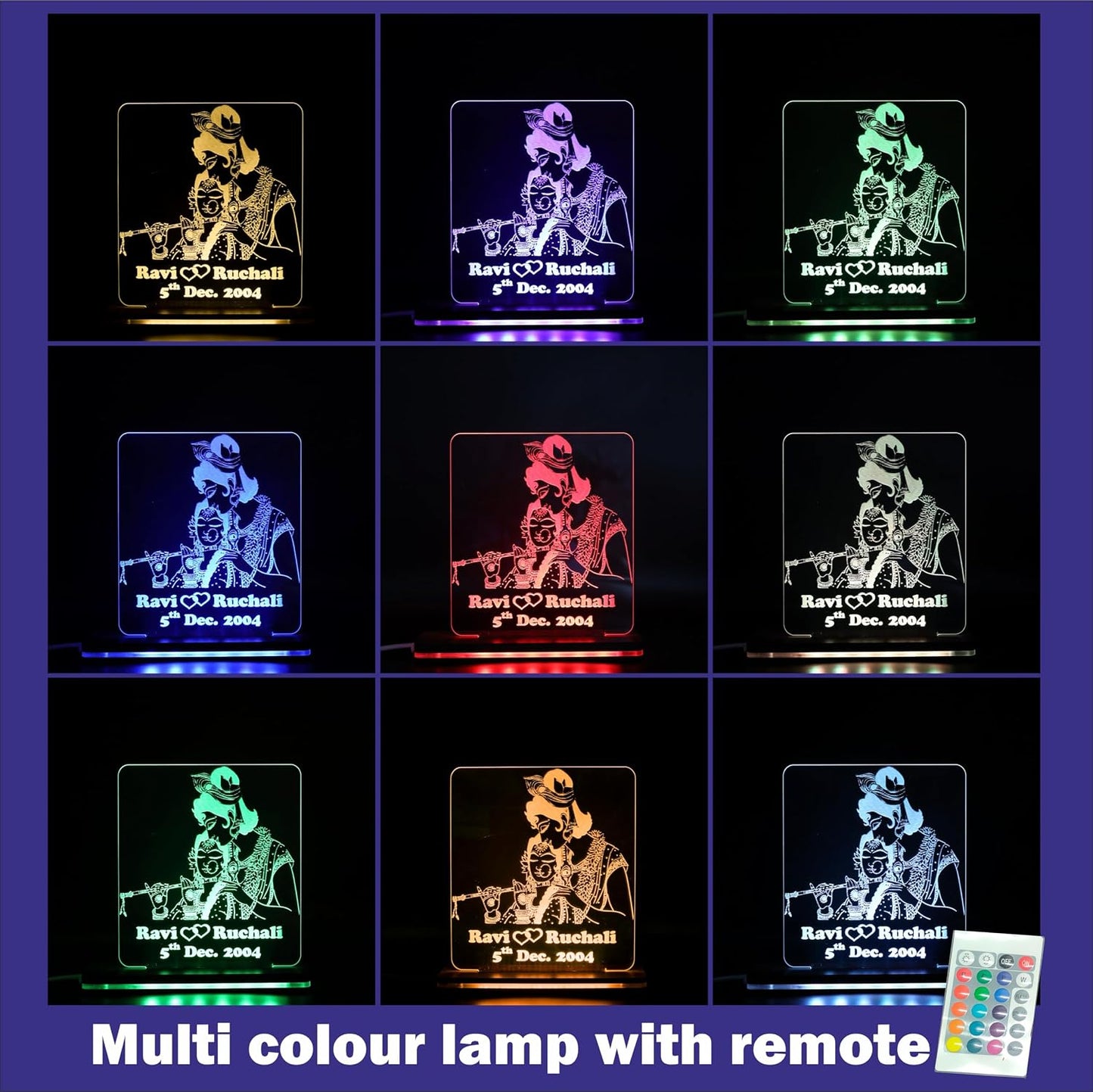 Giftationery Personalized LED Lamp - Perfect Anniversary, Birthday, Wedding, or Valentine's Day Gift for Couples & Spouses and Others (RK Design1.2)