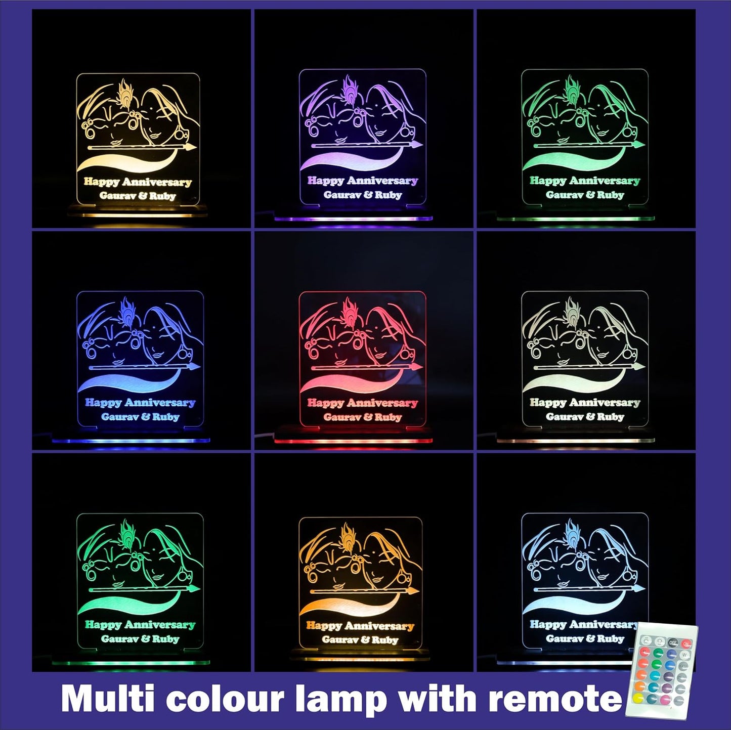 Giftationery Personalized LED Lamp - Perfect Anniversary, Birthday, Wedding, or Valentine's Day Gift for Couples & Spouses and Others (RK Design3.1)