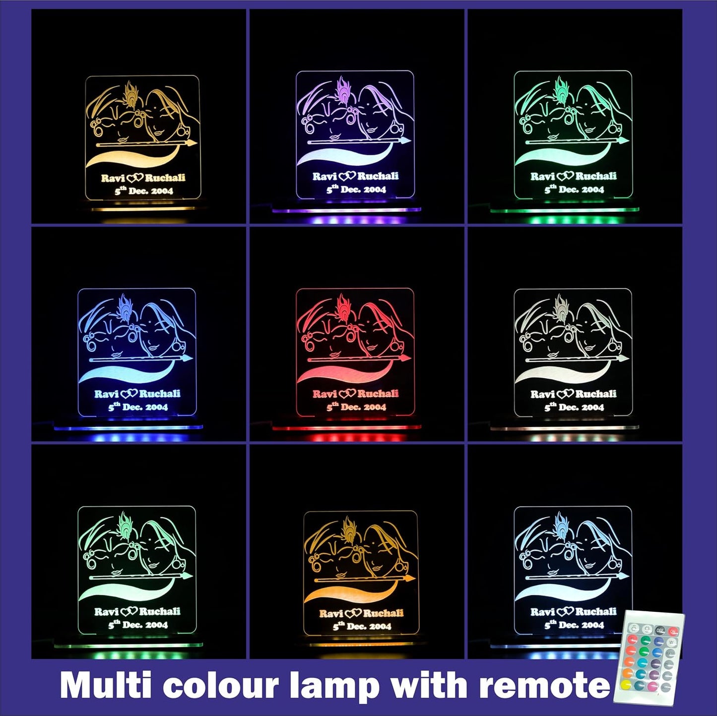 Giftationery Personalized LED Lamp - Perfect Anniversary, Birthday, Wedding, or Valentine's Day Gift for Couples & Spouses and Others (RK Design3.2)