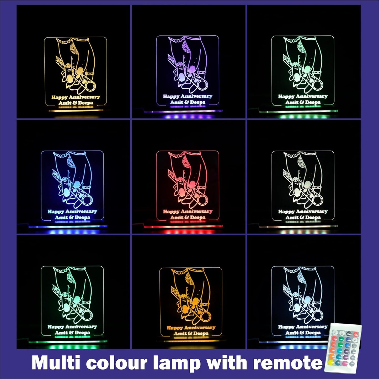 Giftationery Personalized LED Lamp - Perfect Anniversary, Birthday, Wedding, or Valentine's Day Gift for Couples & Spouses and Others (RK Design4.1)