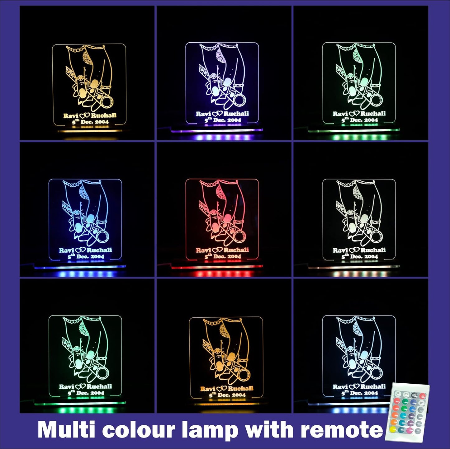 Giftationery Personalized LED Lamp - Perfect Anniversary, Birthday, Wedding, or Valentine's Day Gift for Couples & Spouses and Others (RK Design4.2)