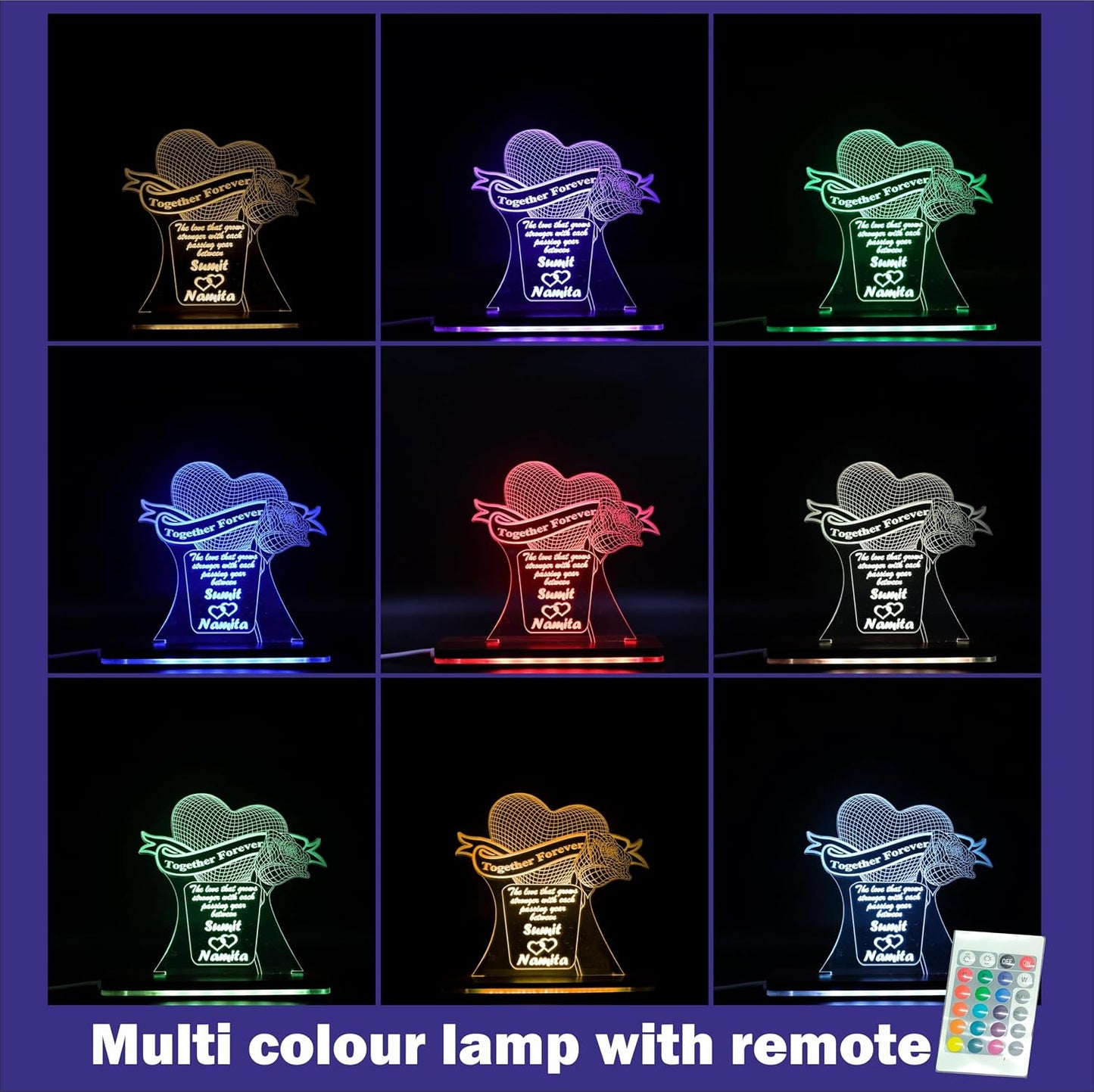 Giftationery Personalized LED Lamp - Perfect Anniversary, Birthday, Wedding, or Valentine's Day Gift for Couples & Spouses and Others (HT Design1.1)