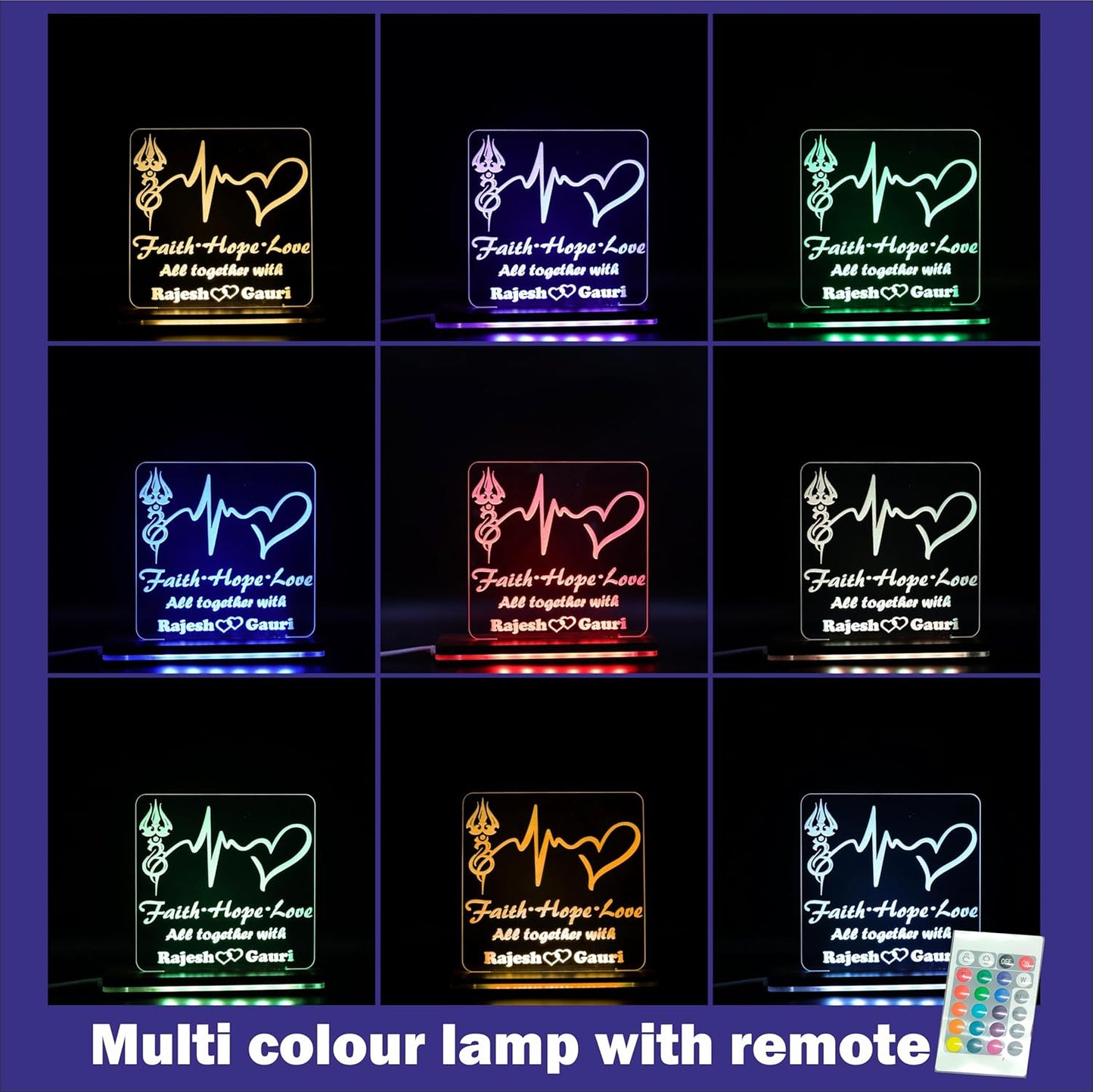 Giftationery Personalized LED Lamp - Perfect Anniversary, Birthday, Wedding, or Valentine's Day Gift for Couples & Spouses and Others (SL Design1.1)