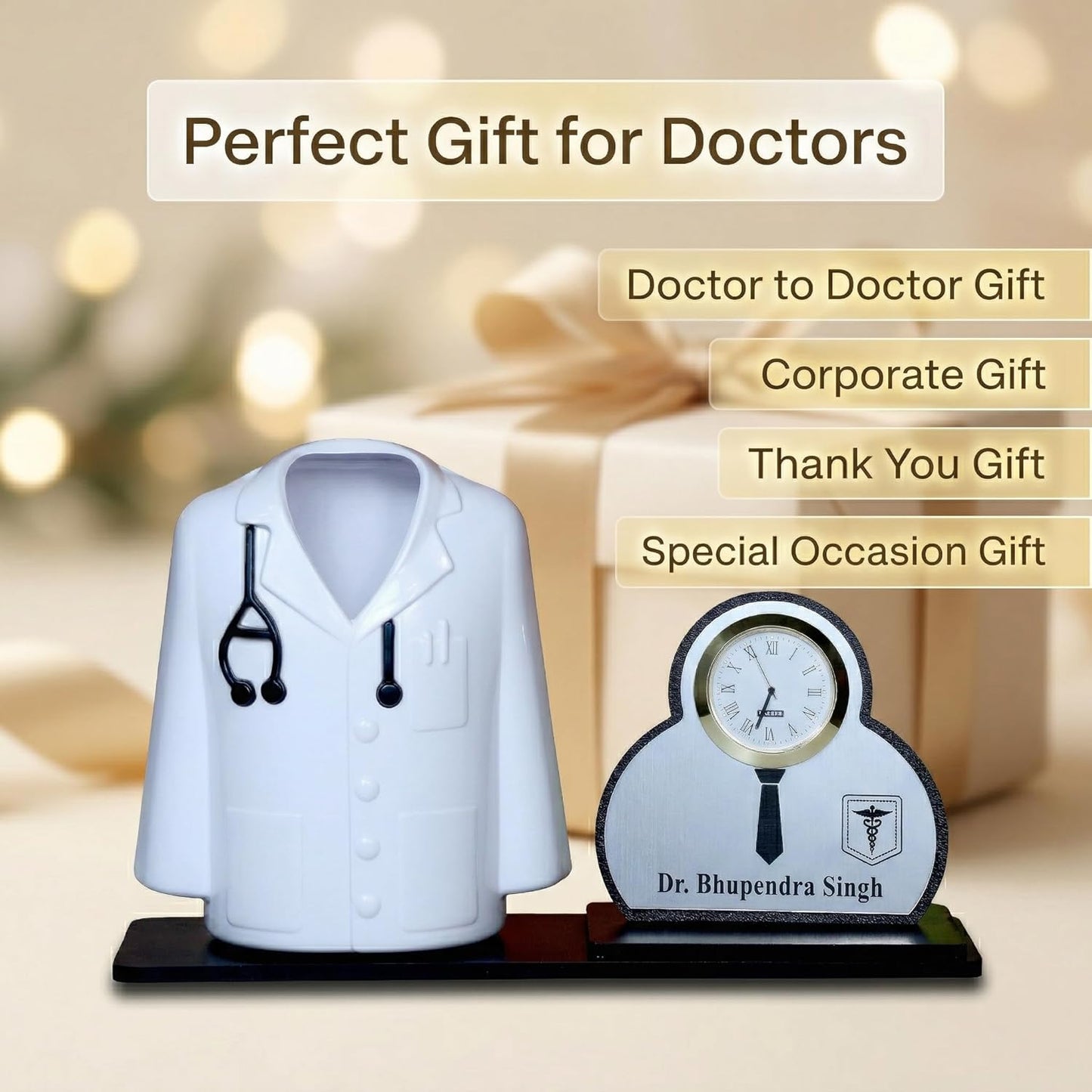 Giftationery Creative personalized Organizer & gift for doctor Pen Stand | Apron/Coat Shape Pencil Holder | A best gift for doctors female, male & Medical Aspirants for Graduation or Clinic Opening