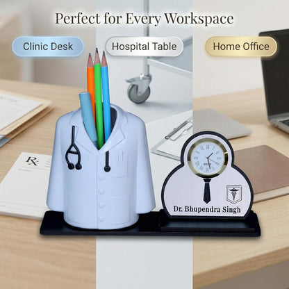 Giftationery Creative personalized Organizer & gift for doctor Pen Stand | Apron/Coat Shape Pencil Holder | A best gift for doctors female, male & Medical Aspirants for Graduation or Clinic Opening