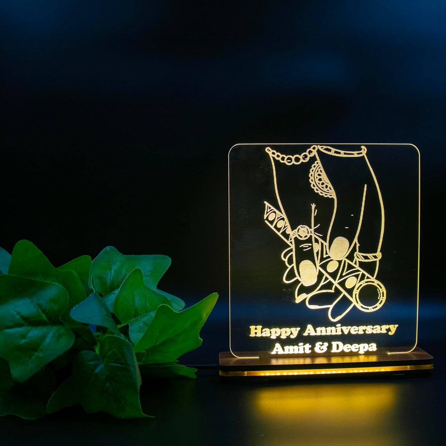 Giftationery Personalized LED Lamp - Perfect Anniversary, Birthday, Wedding, or Valentine's Day Gift for Couples & Spouses and Others (RK Design4.1)
