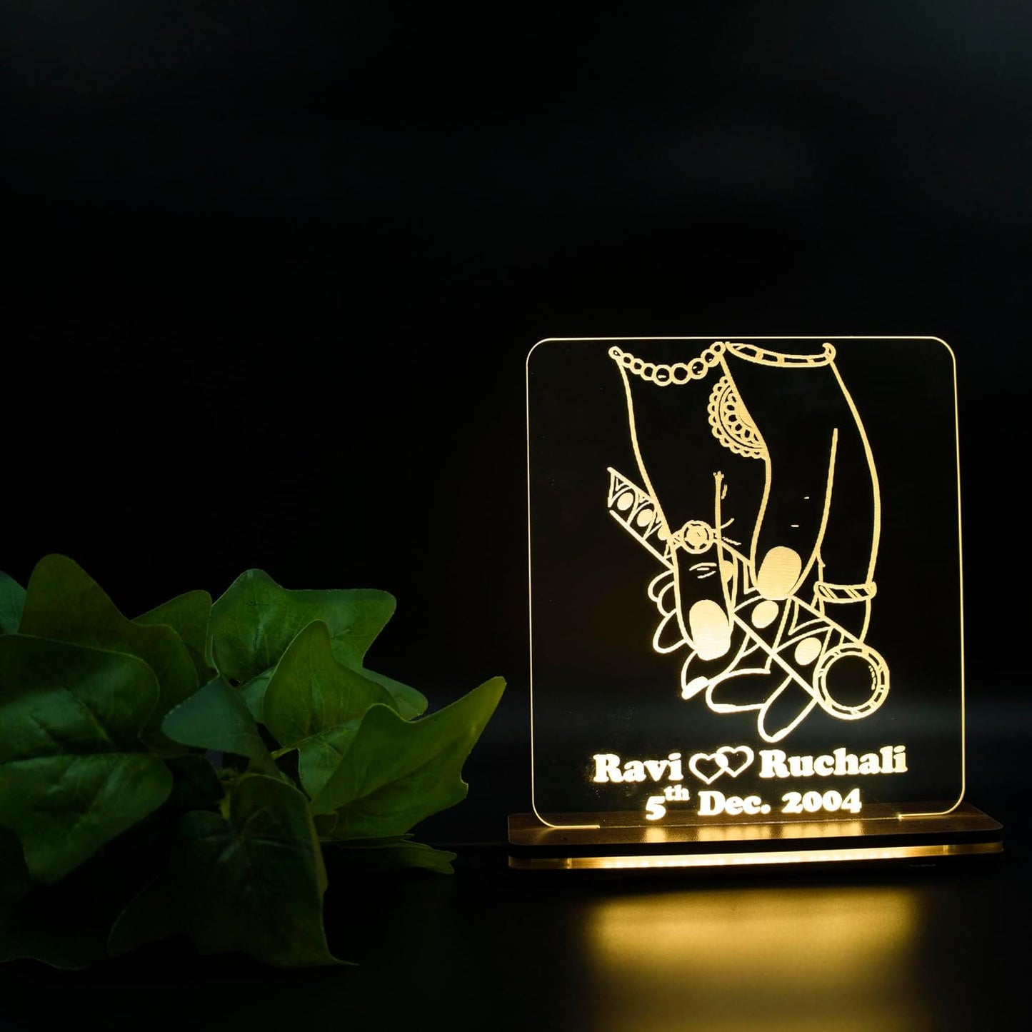 Giftationery Personalized LED Lamp - Perfect Anniversary, Birthday, Wedding, or Valentine's Day Gift for Couples & Spouses and Others (RK Design4.2)