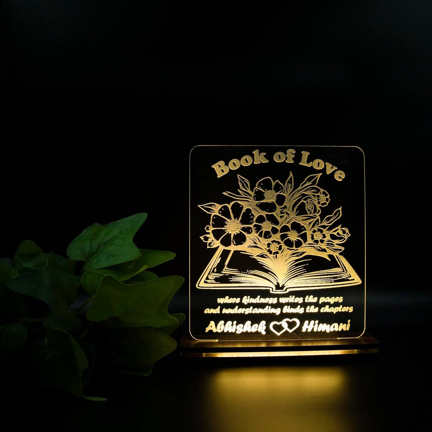 Giftationery Personalized LED Lamp - Perfect Anniversary, Birthday, Wedding, or Valentine's Day Gift for Couples & Spouses and Others (BK Design1.1)