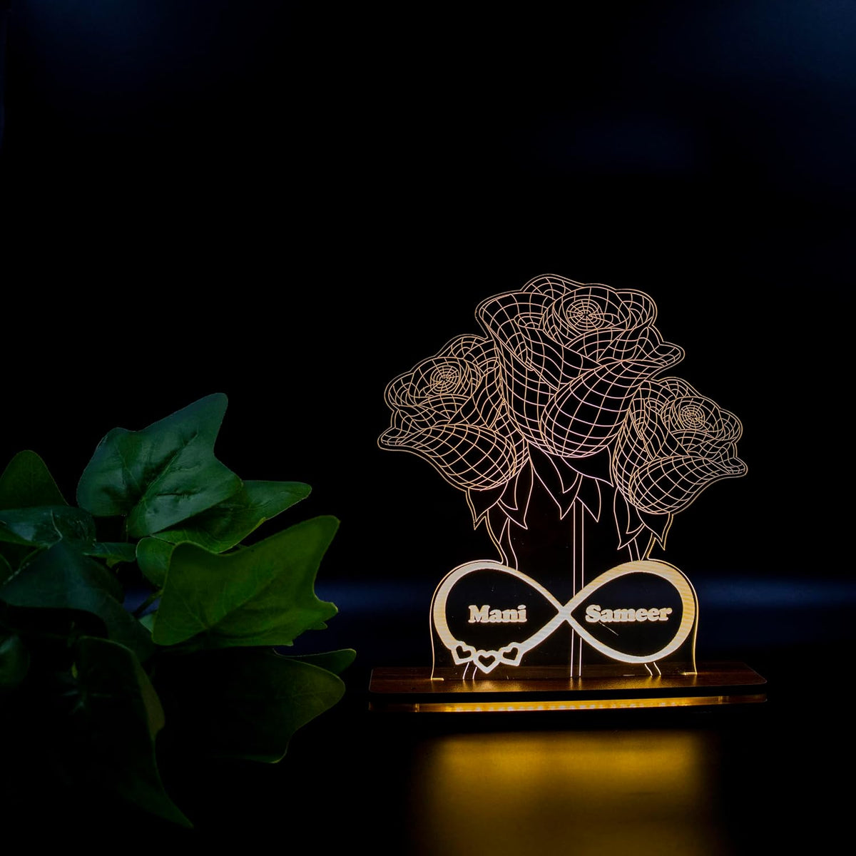 Giftationery Personalized LED Lamp - Perfect Anniversary, Birthday, Wedding, or Valentine's Day Gift for Couples & Spouses and Others (FL Design1.1)