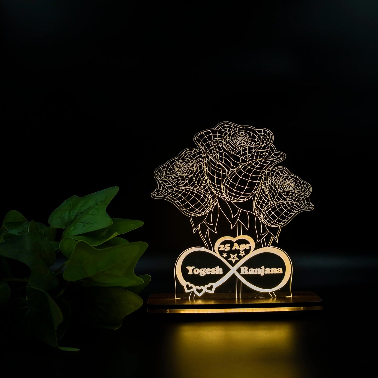 Giftationery Personalized LED Lamp - Perfect Anniversary, Birthday, Wedding, or Valentine's Day Gift for Couples & Spouses and Others (FL Design1.2)