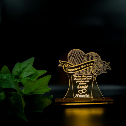 Giftationery Personalized LED Lamp - Perfect Anniversary, Birthday, Wedding, or Valentine's Day Gift for Couples & Spouses and Others (HT Design1.1)