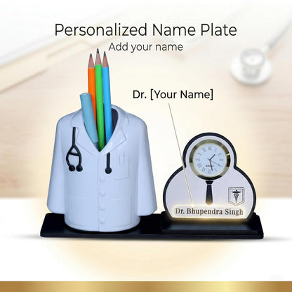 Giftationery Creative personalized Organizer & gift for doctor Pen Stand | Apron/Coat Shape Pencil Holder | A best gift for doctors female, male & Medical Aspirants for Graduation or Clinic Opening
