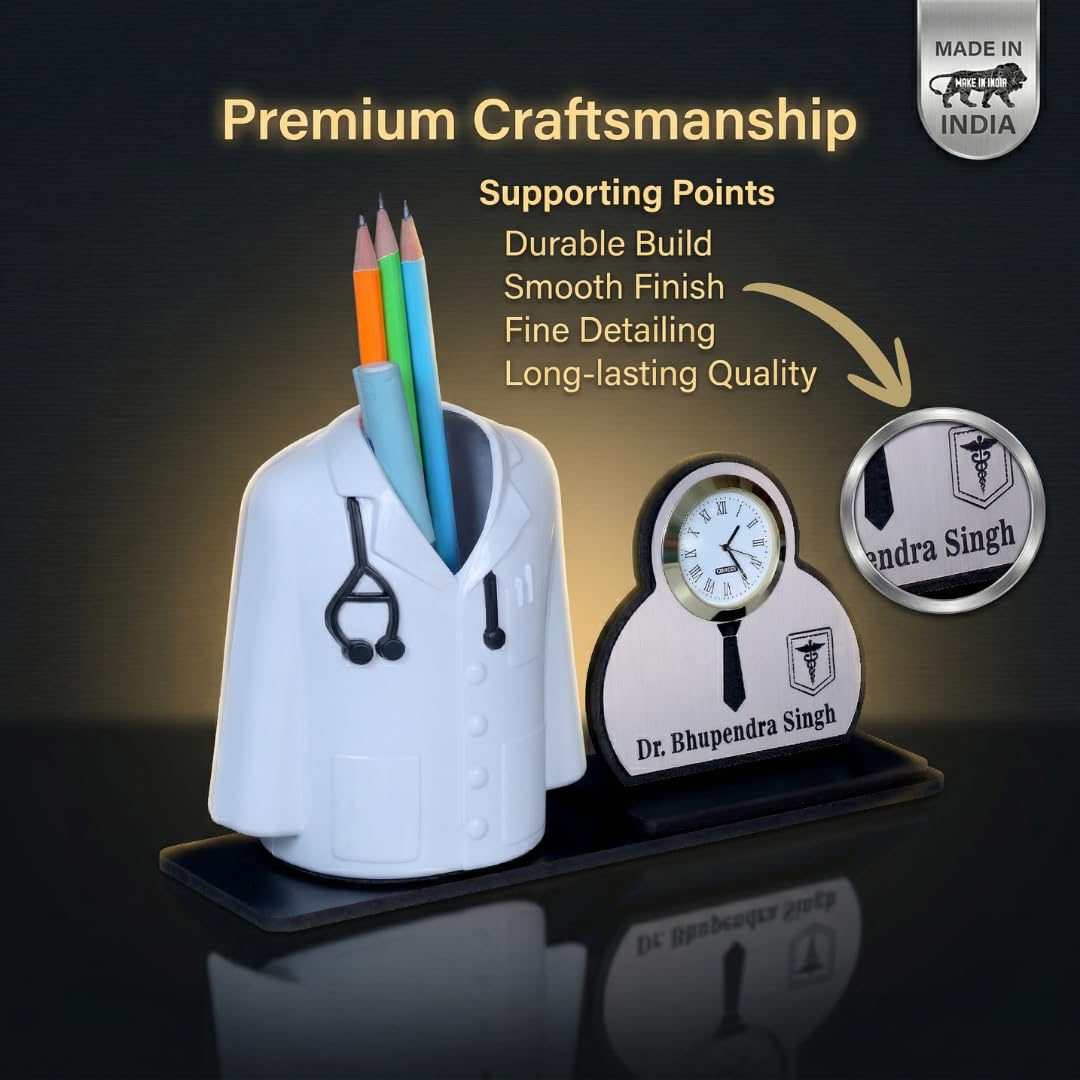 Giftationery Creative personalized Organizer & gift for doctor Pen Stand | Apron/Coat Shape Pencil Holder | A best gift for doctors female, male & Medical Aspirants for Graduation or Clinic Opening