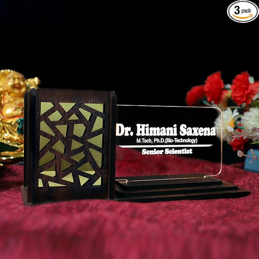 Desk Organizer with LED Name Lamp | Customized Gift for Men, Women, Teachers, Doctors, Dad, Husband | Pen Holder, Table Lamp | Personalized Birthday Gift | Office Organizer - Jali Box