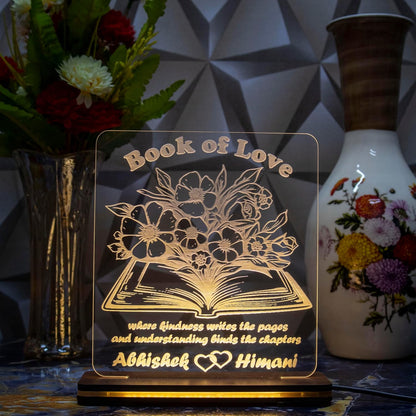 Giftationery Personalized LED Lamp - Perfect Anniversary, Birthday, Wedding, or Valentine's Day Gift for Couples & Spouses and Others (BK Design1.1)