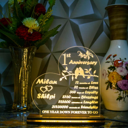 Giftationery Personalized LED Lamp - Perfect Anniversary, Birthday, Wedding, or Valentine's Day Gift for Couples & Spouses and Others (HT Design2.1)