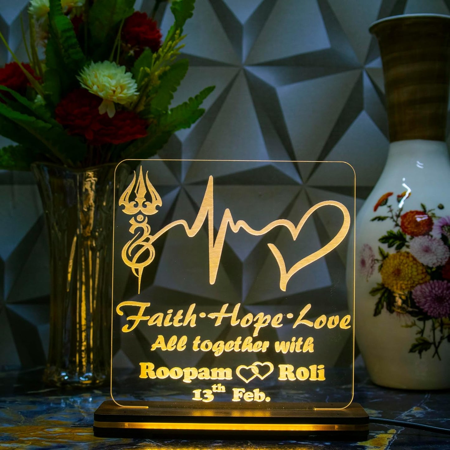 Giftationery Personalized LED Lamp - Perfect Anniversary, Birthday, Wedding, or Valentine's Day Gift for Couples & Spouses and Others (SL Design1.2)