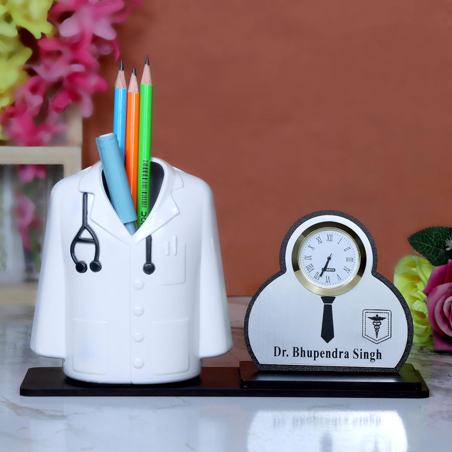 Giftationery Creative personalized Organizer & gift for doctor Pen Stand | Apron/Coat Shape Pencil Holder | A best gift for doctors female, male & Medical Aspirants for Graduation or Clinic Opening