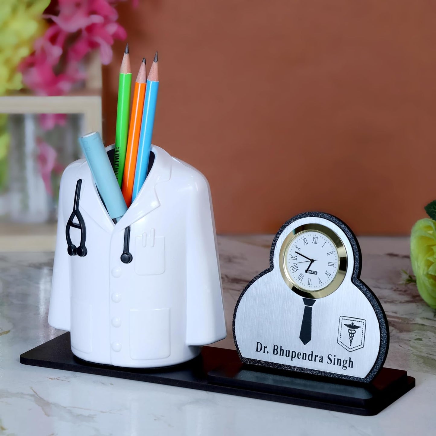Giftationery Creative personalized Organizer & gift for doctor Pen Stand | Apron/Coat Shape Pencil Holder | A best gift for doctors female, male & Medical Aspirants for Graduation or Clinic Opening