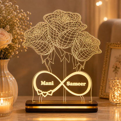 Giftationery Personalized LED Lamp - Perfect Anniversary, Birthday, Wedding, or Valentine's Day Gift for Couples & Spouses and Others (FL Design1.1)